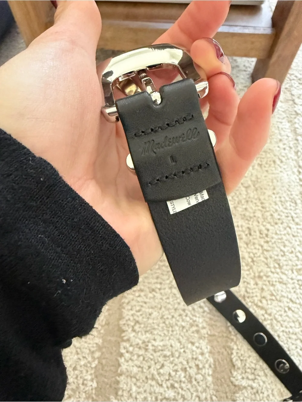 Madewell Black and silver belt with studs